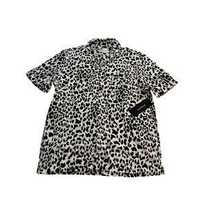 STRATA Printed Button Front Shirt in White Black